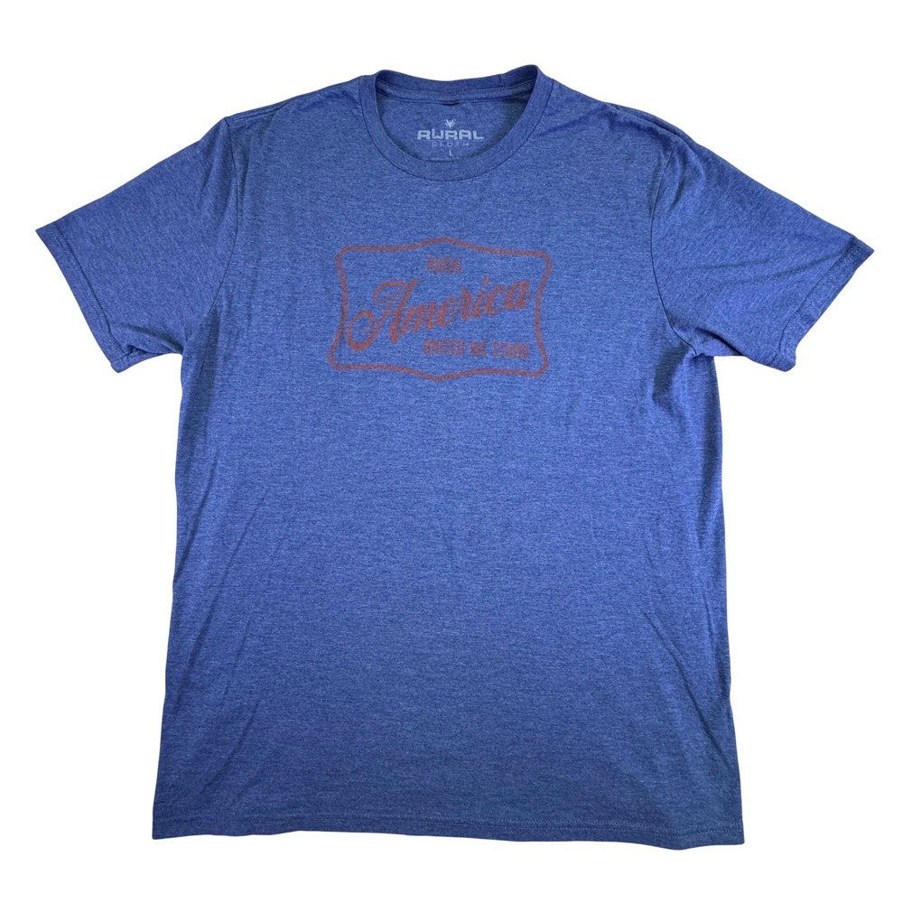 Rural Cloth Mens America United We Stand Graphic T-Shirt Blue Heather Large
